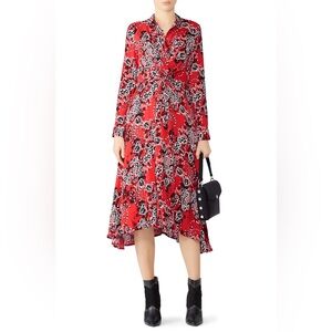 FREE PEOPLE Tough Love Long Sleeve Midi Printed Shirtdress EUC Size 6